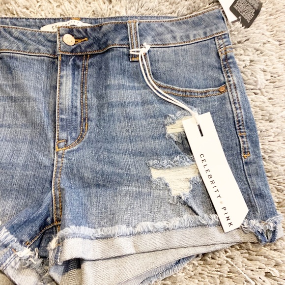 NWT Celebrity Pink Distressed Denim Shorts - Picture 2 of 5